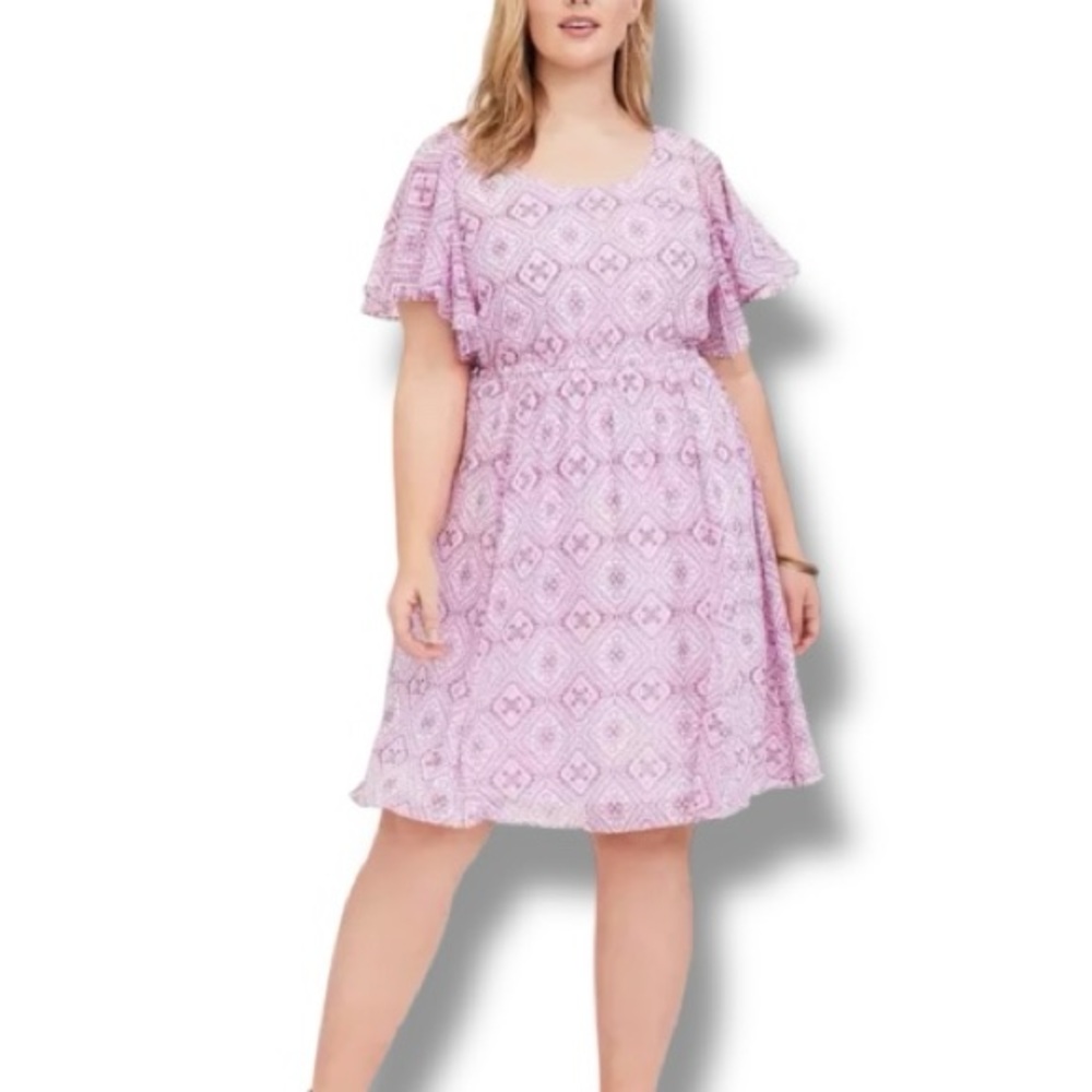 Torrid 00 Mini Chiffon Skater Dress Berry Floral